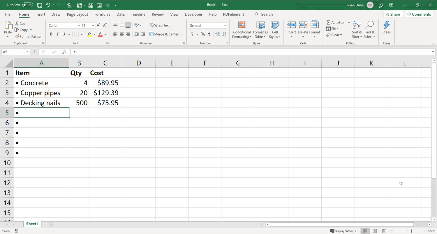 How To Add Bullet Points In Excel