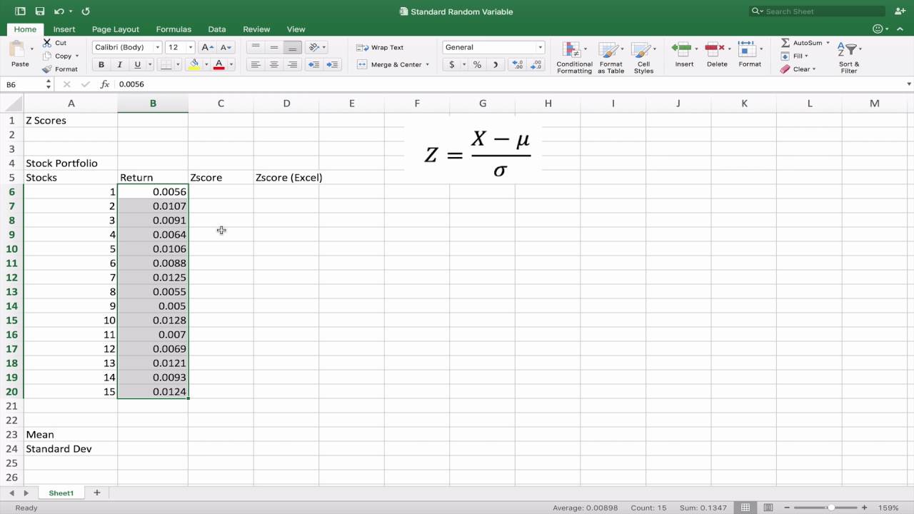 How To Calculate Z-Scores In Excel