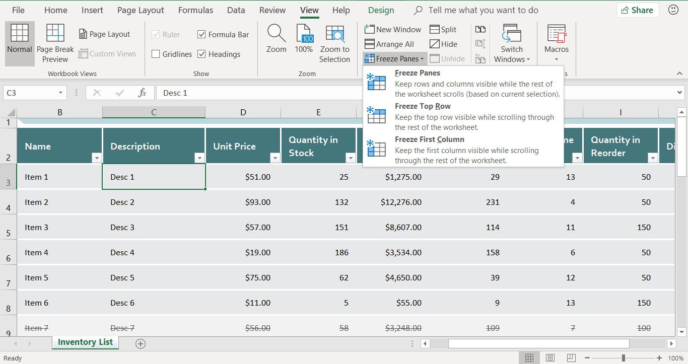 How To Freeze A Row In Excel