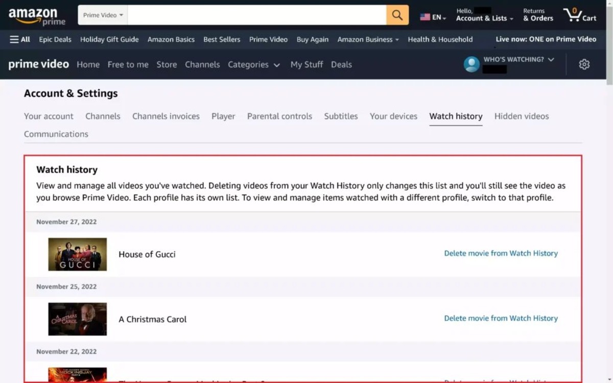 How To View And Manage Your Amazon Watch History